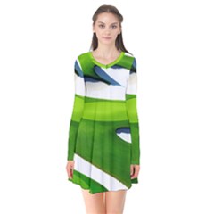 Golf Course Par Green Long Sleeve V-neck Flare Dress by Proyonanggan