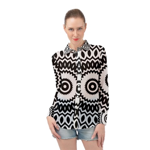 Circular Concentric Radial Symmetry Abstract Long Sleeve Chiffon Shirt by Proyonanggan