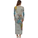 Vintage World Map Long Sleeve Longline Maxi Dress View4