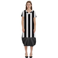 Stripes Geometric Pattern Digital Art Art Abstract Abstract Art T-shirt Midi Dress With Pockets by Proyonanggan