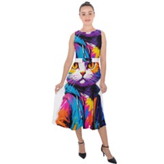 Wild Cat Midi Tie-back Chiffon Dress by Sosodesigns19