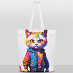 Wild Cat Full Print Rope Handle Tote (small) by Sosodesigns19