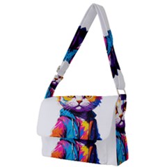 Wild Cat Full Print Messenger Bag (l) by Sosodesigns19