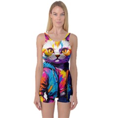 Wild Cat One Piece Boyleg Swimsuit by Sosodesigns19