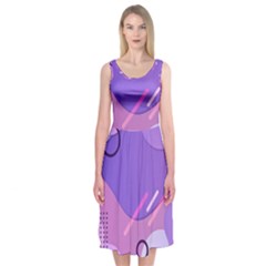 Colorful Labstract Wallpaper Theme Midi Sleeveless Dress by Apen