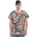 Paisley Print Musical Notes Men s V-Neck Scrub Top View1