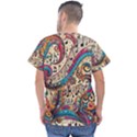 Paisley Print Musical Notes Men s V-Neck Scrub Top View2