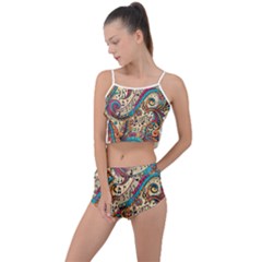 Paisley Print Musical Notes Summer Cropped Co-ord Set by RiverRootz