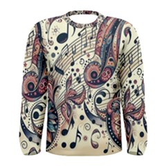 Paisley Print Musical Notes8 Men s Long Sleeve T-shirt by RiverRootz