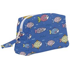 Sea Fish Blue Submarine Animals Patteen Wristlet Pouch Bag (large) by Maspions