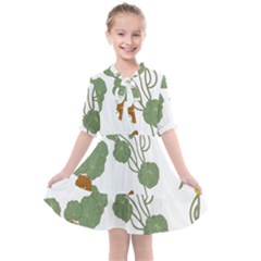 Nasturtium Flowers Plant Leaves Kids  All Frills Chiffon Dress by Ndabl3x