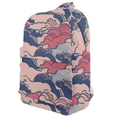 Waves Ocean Sea Water Pattern Rough Seas Digital Art Nature Nautical Classic Backpack by Bedest