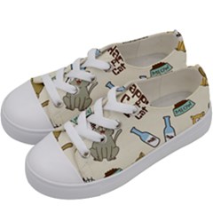 Happy Cats Pattern Background Kids  Low Top Canvas Sneakers by Grandong