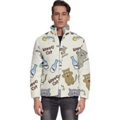 Happy Cats Pattern Background Men s Puffer Bubble Jacket Coat by Grandong