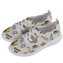 Happy Cats Pattern Background Women s Lightweight Sports Shoes by Grandong