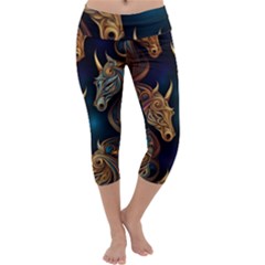 Pattern With Horses Capri Yoga Leggings by 2607694a