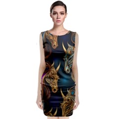 Pattern With Horses Classic Sleeveless Midi Dress by 2607694a