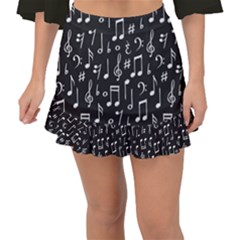 Chalk Music Notes Signs Seamless Pattern Fishtail Mini Chiffon Skirt by Ravend