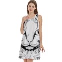 Cat - Artistic Paper Cut Round Neck Sleeve Casual Dress With Pockets View3