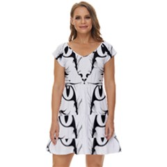 Cat - Artistic Paper Cut Short Sleeve Tiered Mini Dress by 2607694c