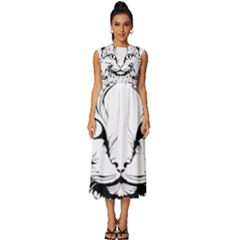 Cat - Artistic Paper Cut Sleeveless Round Neck Midi Dress by 2607694c