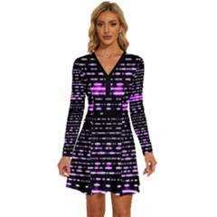 Purplestars Long Sleeve Deep V Mini Dress  by Sparkle