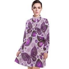 Butterflies Butterfly Insect Nature Long Sleeve Chiffon Shirt Dress by Proyonanggan