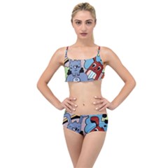 Graffiti Monster Street Theme Layered Top Bikini Set by Bedest