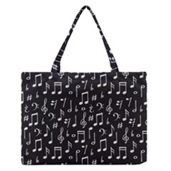 Chalk Music Notes Signs Seamless Pattern Zipper Medium Tote Bag by Ravend