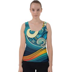 Waves Ocean Sea Abstract Whimsical Abstract Art 3 Velvet Tank Top by Ndabl3x