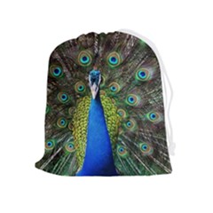 Peacock Bird Feathers Pheasant Nature Animal Texture Pattern Drawstring Pouch (xl) by Bedest