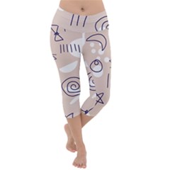 Abstract Leaf Nature Natural Beautiful Summer Pattern Lightweight Velour Capri Yoga Leggings by Bedest