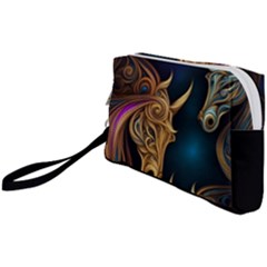 Schwarz Pferde Muster Wristlet Pouch Bag (small) by 2607694c