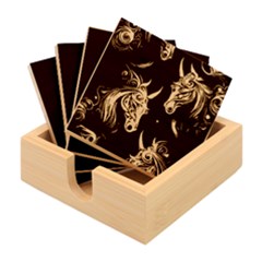 Schwarz Pferde Muster Bamboo Coaster Set by 2607694c