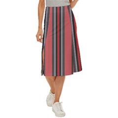 Rosa Grau Streifen Midi Panel Skirt by 2607694c