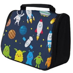 Big Set Cute Astronauts Space Planets Stars Aliens Rockets Ufo Constellations Satellite Moon Rover V Full Print Travel Pouch (big) by Bedest