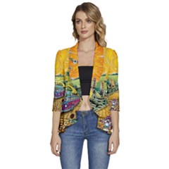 Grateful Dead Golden Road Women s 3/4 Sleeve Ruffle Edge Open Front Jacket by Bedest