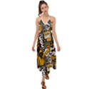 Boom Bang Art Crazy Drawing Graffiti Hello Retro Sayings Yellow Halter Tie Back Dress  View1