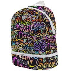 Graffiti Word Seamless Pattern Zip Bottom Backpack by Bedest