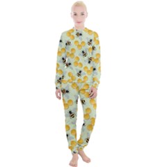 Bees Pattern Honey Bee Bug Honeycomb Honey Beehive Women s Lounge Set by Bedest