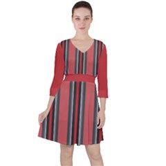 Altrosa Rosa Grau Streifen Quarter Sleeve Ruffle Waist Dress by 2607694c