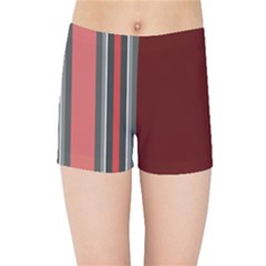 Dunkelrot4 Rosa Grau Streifen Dunkelrot3 Kids  Sports Shorts by 2607694c