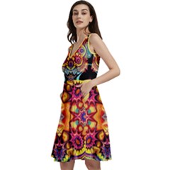 Gelb Floral Sleeveless V-neck Skater Dress With Pockets by 2607694c