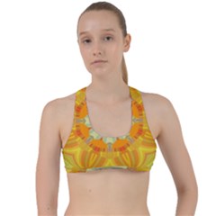 Sunshine Sunny Sun Abstract Yellow Criss Cross Racerback Sports Bra by Ravend