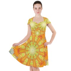 Sunshine-sunny-sun-abstract-yellow - Cap Sleeve Midi Dress With Pockets by Ravend