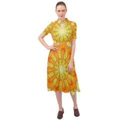 Sunshine-sunny-sun-abstract-yellow - Keyhole Neckline Chiffon Dress by Ravend