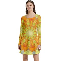 Sunshine-sunny-sun-abstract-yellow - Long Sleeve Velour Skater Dress by Ravend