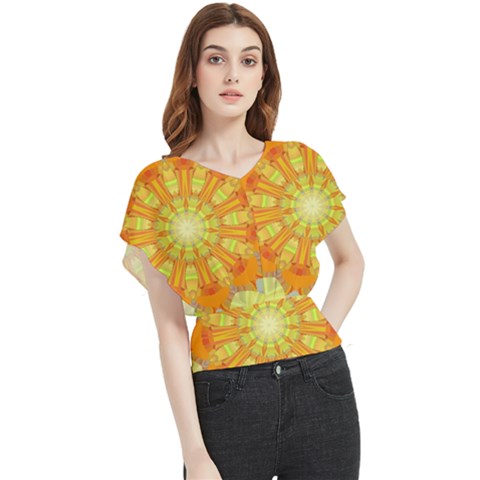 Sunshine-sunny-sun-abstract-yellow - Butterfly Chiffon Blouse by Ravend