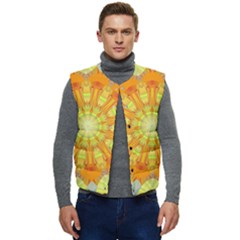 Sunshine-sunny-sun-abstract-yellow - Men s Button Up Puffer Vest	 by Ravend