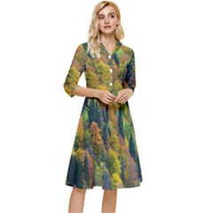 Forest Trees Leaves Fall Autumn Nature Sunshine Classy Knee Length Dress by Ravend